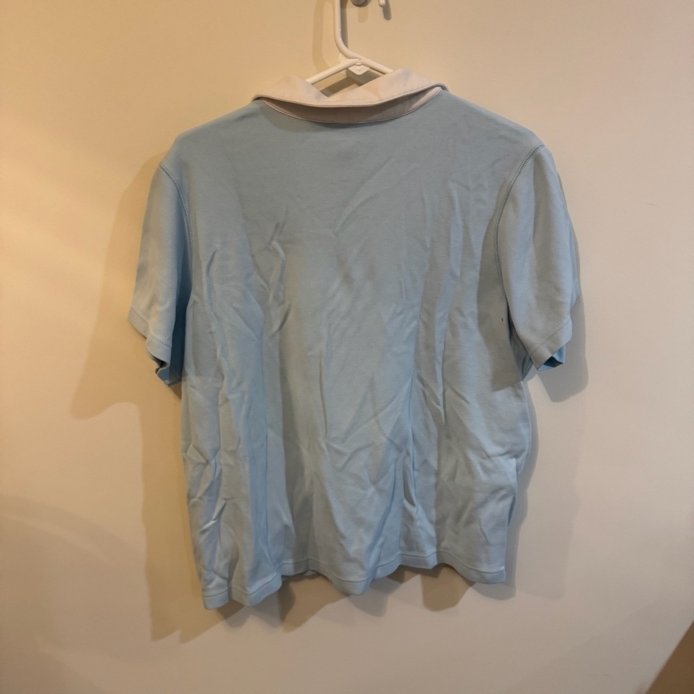 Casual Light Blue Short Sleeve Polo with Stripes - Picture 3 of 8
